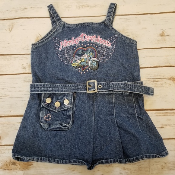 Harley-Davidson Other - ⬇️⬇$45 Harley Davidson Motor Denim Jumper Dress 2T